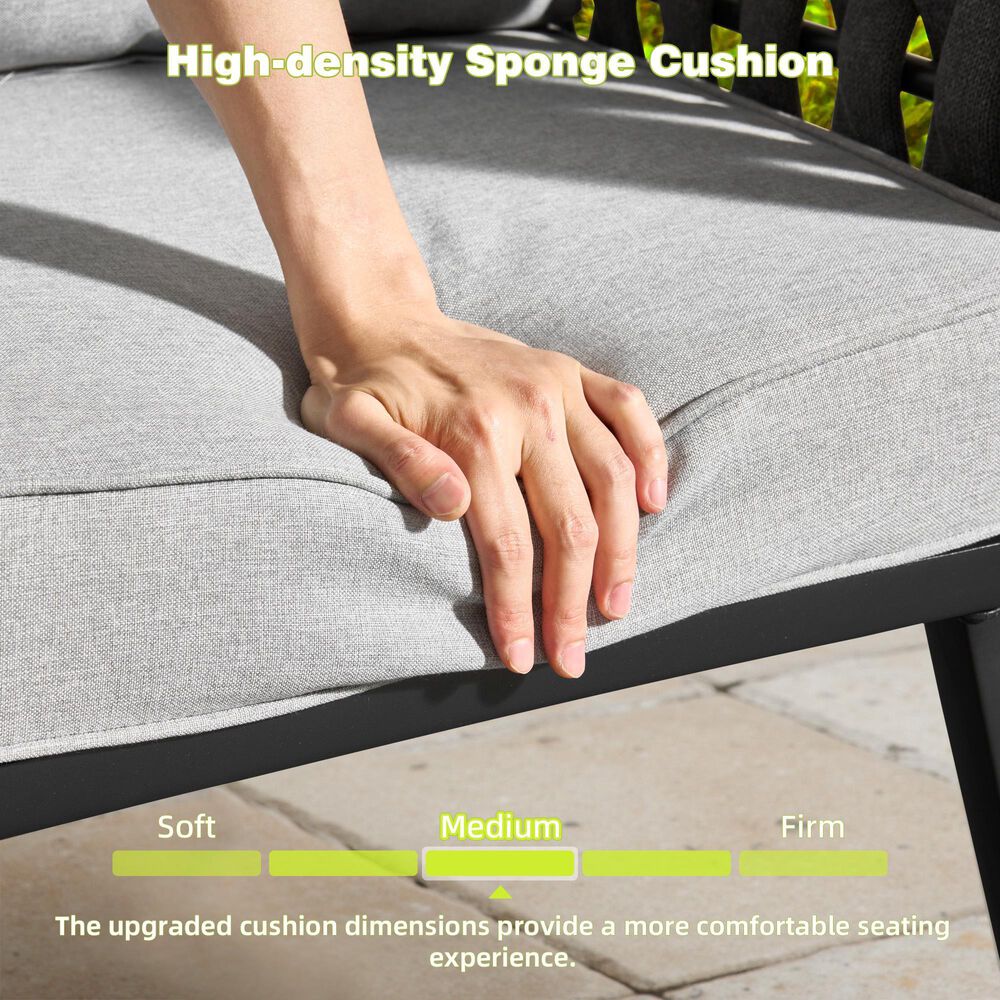 HOMLUX 6-Piece Patio Conversation Set with Woven Sling Fabric in Light Gray, , large