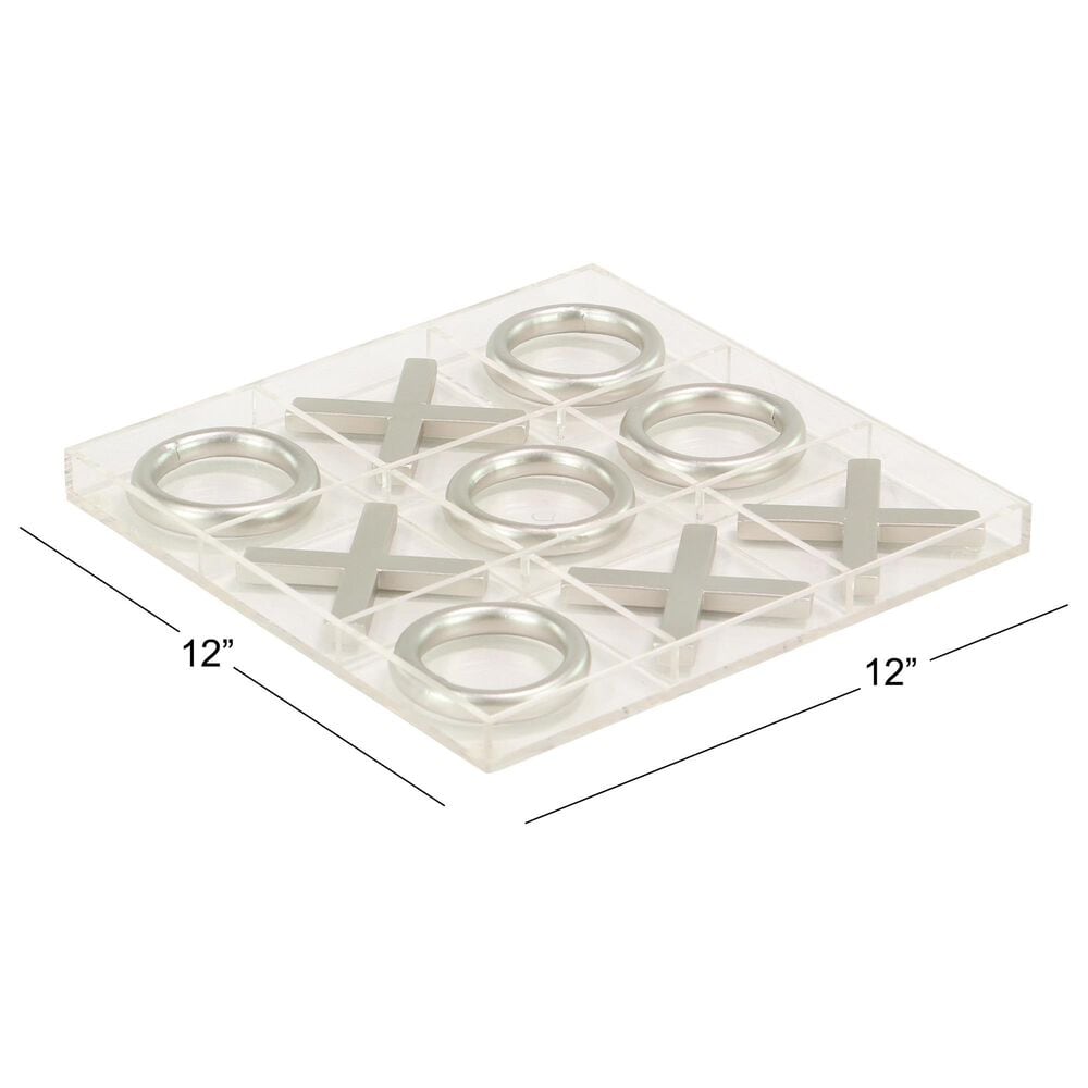 Maple and Jade 10-Piece Tic Tac Toe Home Decor Game Set in Polished Clear and Silver, , large