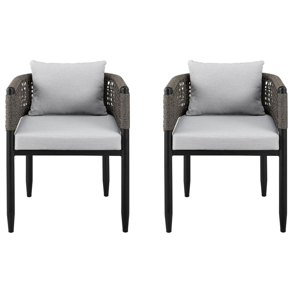 Blue River Alegria Outdoor Dining Chair with Light Grey Cushion in Black (Set of 2), , large