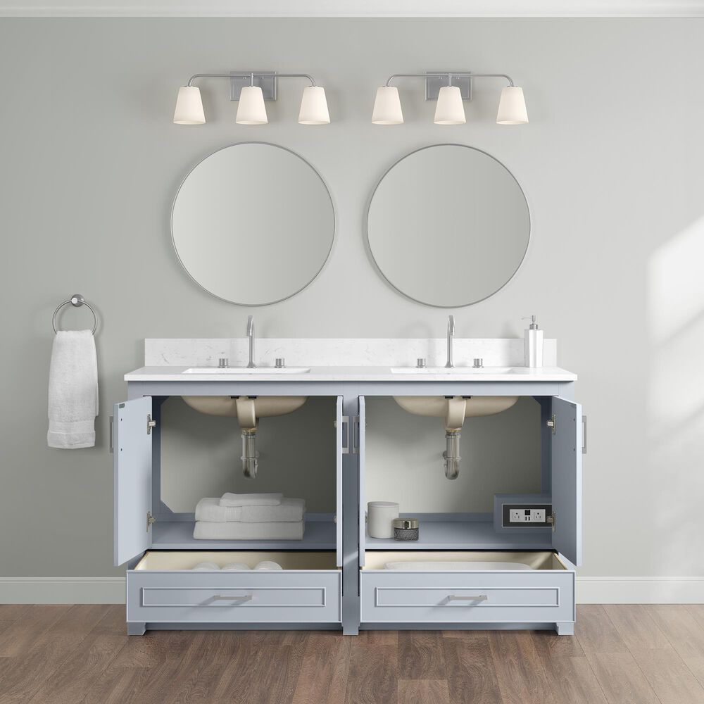 37B Lucerne 60" Double Bathroom Vanity in Soft Blue with Marble Top and Backsplash, , large