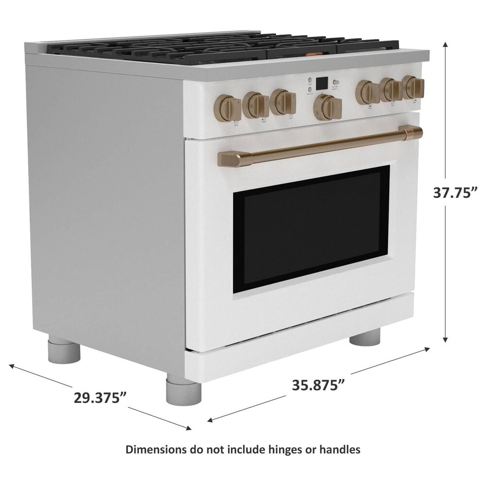 Cafe 6.2 Cu. Ft. Freestanding Natural Gas Range in Matte White and Brushed Bronze, , large