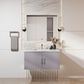 Lexora Home Geneva 36" Single Bathroom Vanity in Dark Grey with 2 cm White Carrara Marble Top and Rectangular Sink, , large