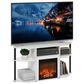 HOMLUX 47" Corner TV Stand with Electric Fireplace in White and Black, , large