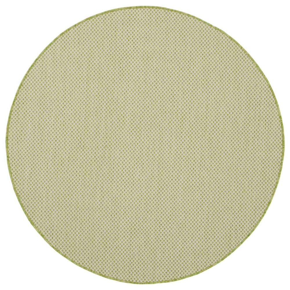Nourison Courtyard Ivory and Green 6&#39; Round Indoor/Outdoor Area Rug, , large