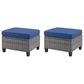 Sunwell Garden 16.9" Ottoman with Navy Cushion in Gray (Set of 2), , large