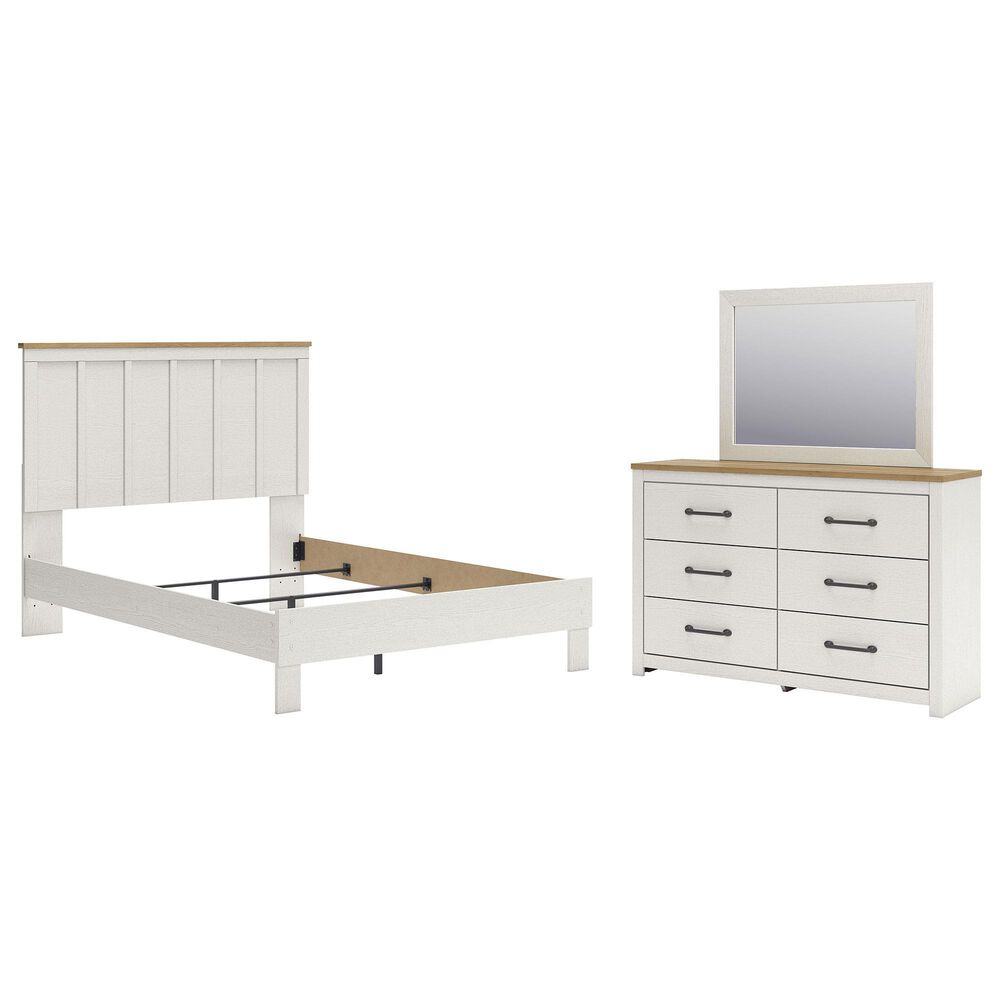 Ashley Linnocreek 3-Piece Queen Bedroom Set in White and Warm Brown, , large