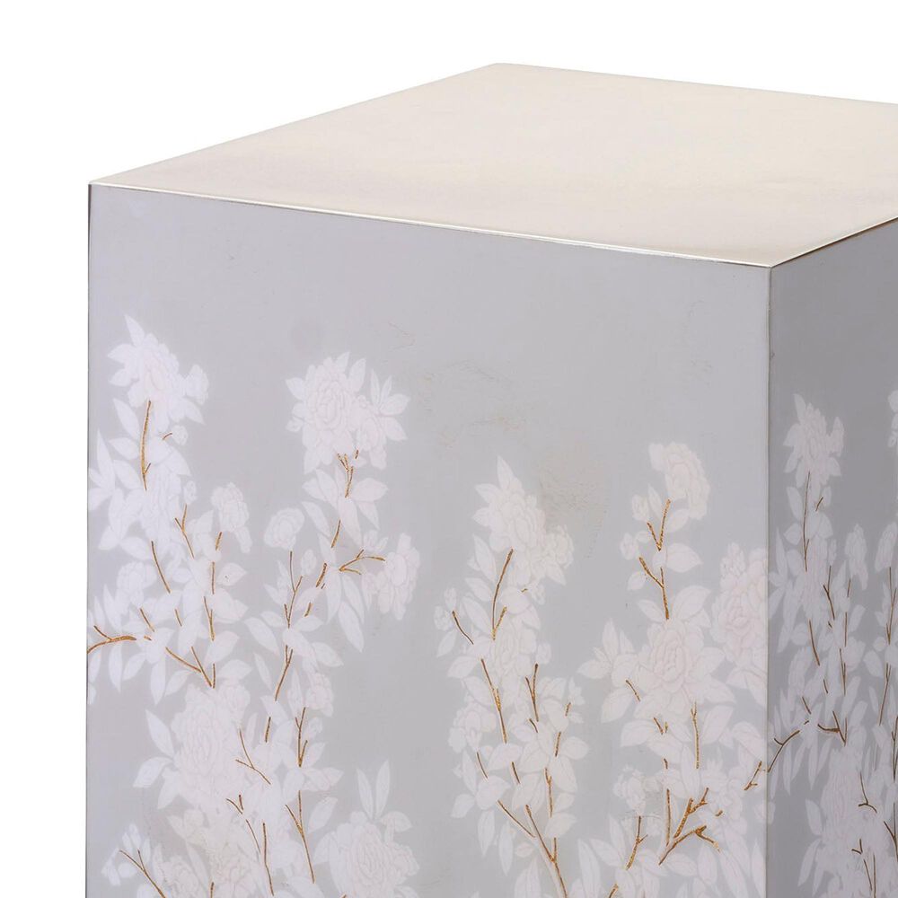 Splendor Living Quincy Floral Accent Side Table in Grey and Gold, , large