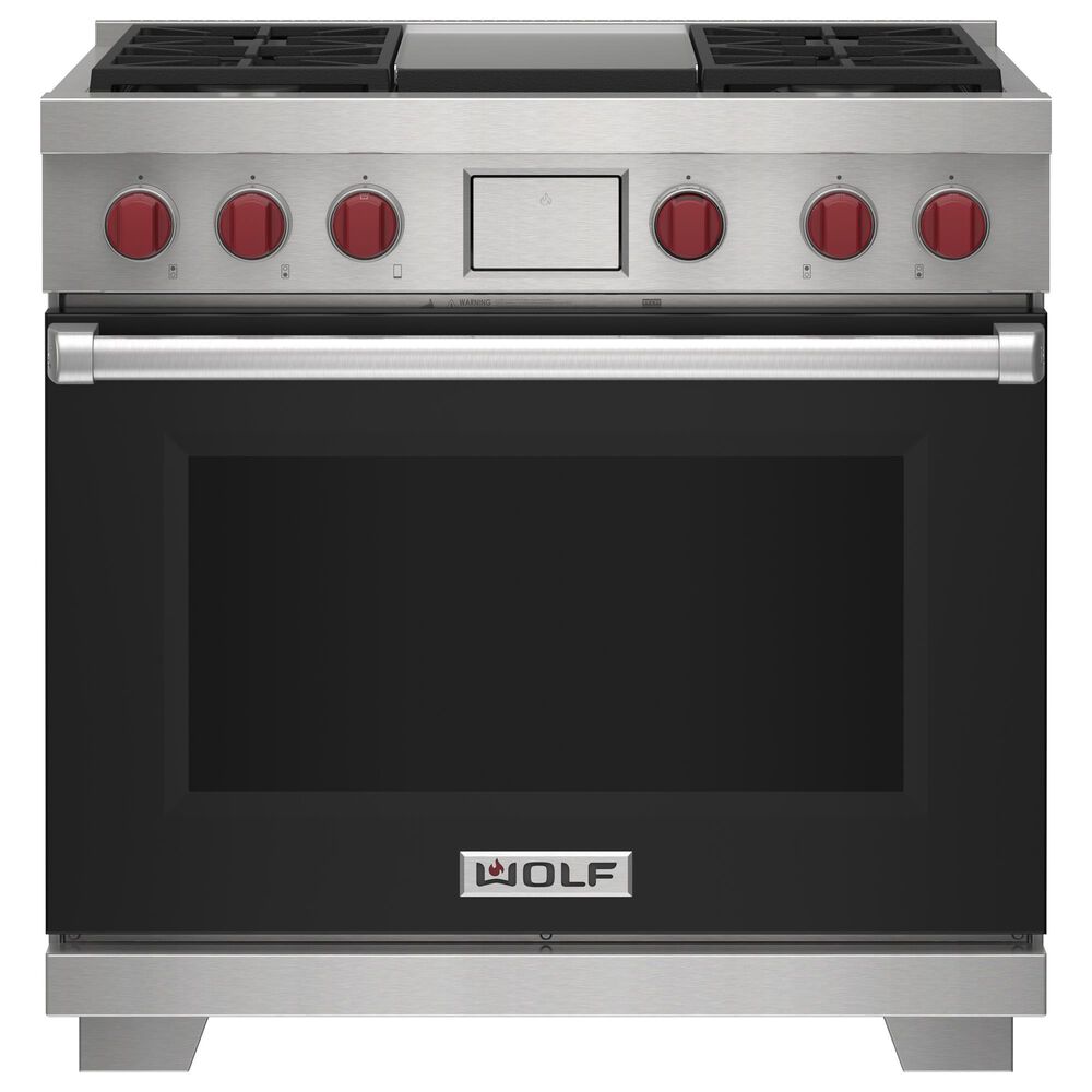 Wolf Appliances 6.3 Cu. Ft. Freestanding Dual Fuel Range with Natural Gas and Infrared Charbroiler in Black, , large