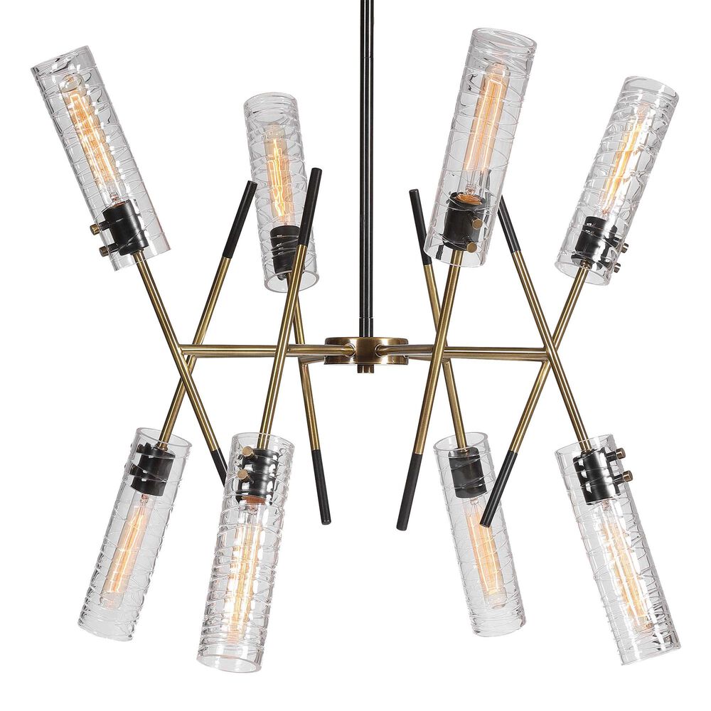 Uttermost Telesto 8-Light Pendant in Black and Antique Brass, , large
