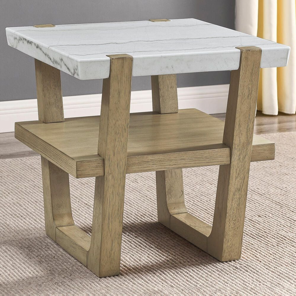 Crystal City Perth End Table in Weathered Sand and White, , large