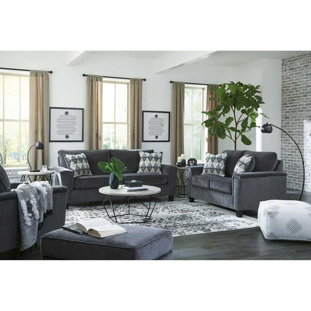Ashley Abinger Stationary Sofa and Loveseat Set in Smoke, , large