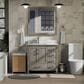 Lexora Home Jacques 36" Left Offset Single Bathroom Vanity in Distressed Grey with 2 cm White Carrara Marble Top and Rectangular Sink, , large