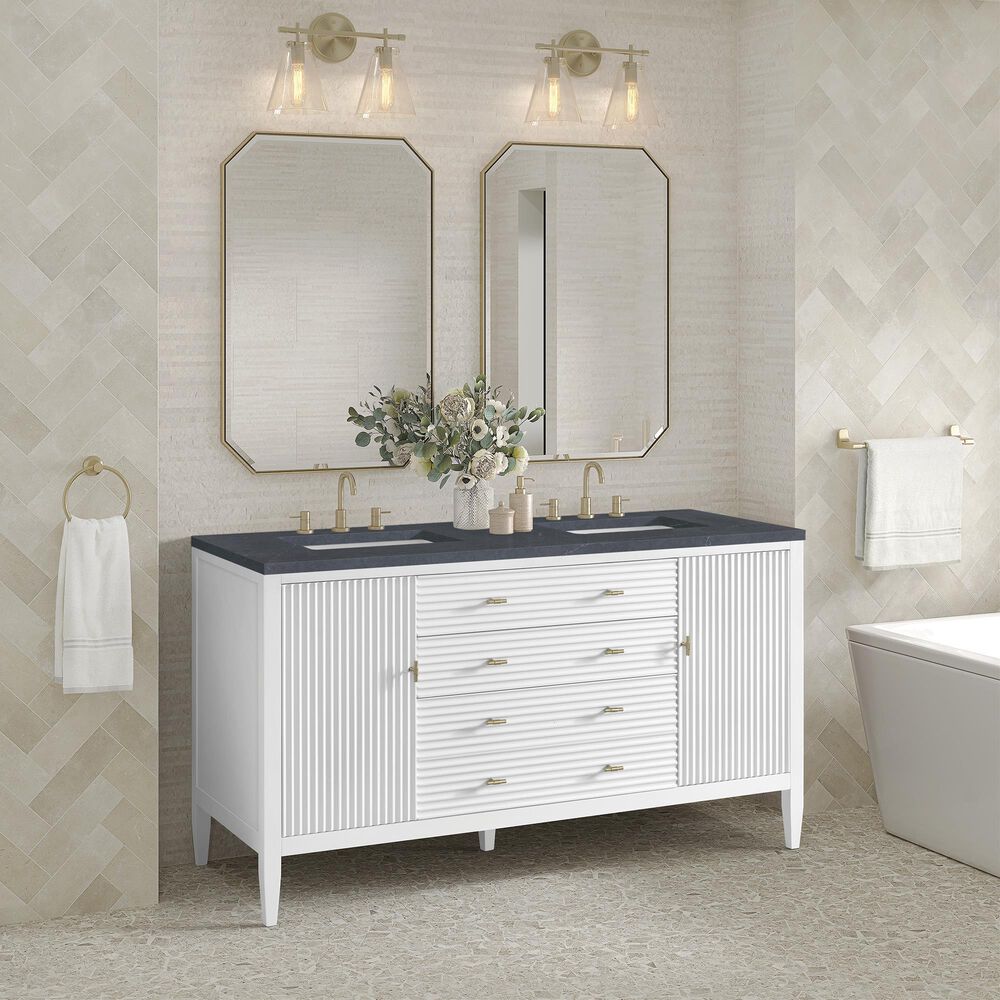 James Martin Vanities Myrrin 60&quot; Double Vanity in Bright White with 3 CM Charcoal Soapstone Quartz Top, , large