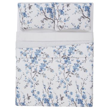 Pem America Cannon Kasumi Floral 3-Piece Full/Queen Quilt Set in White and Blue, , large