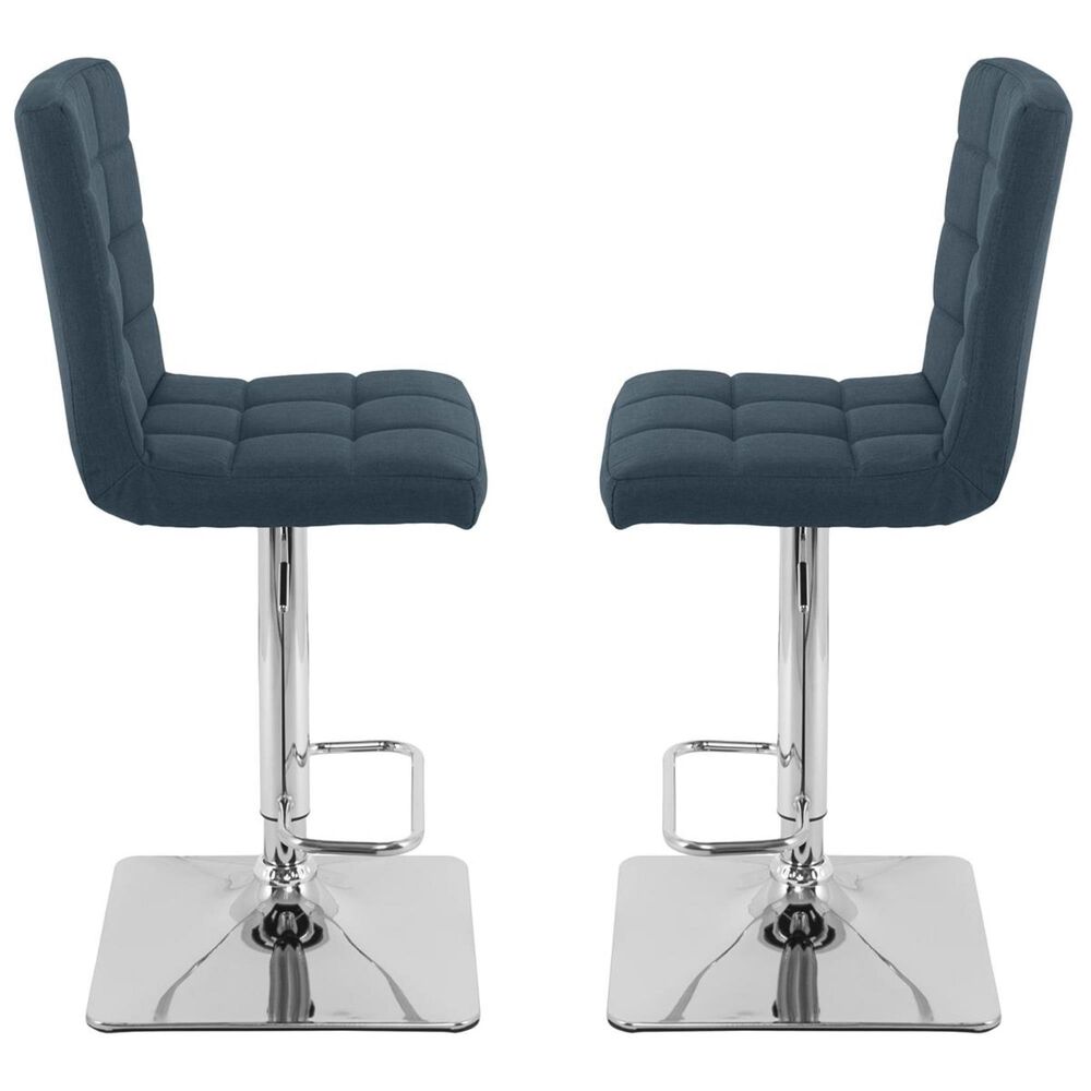 CorLiving Adjustable Square Base Barstool in Dark Blue &#40;Set of 2&#41;, , large