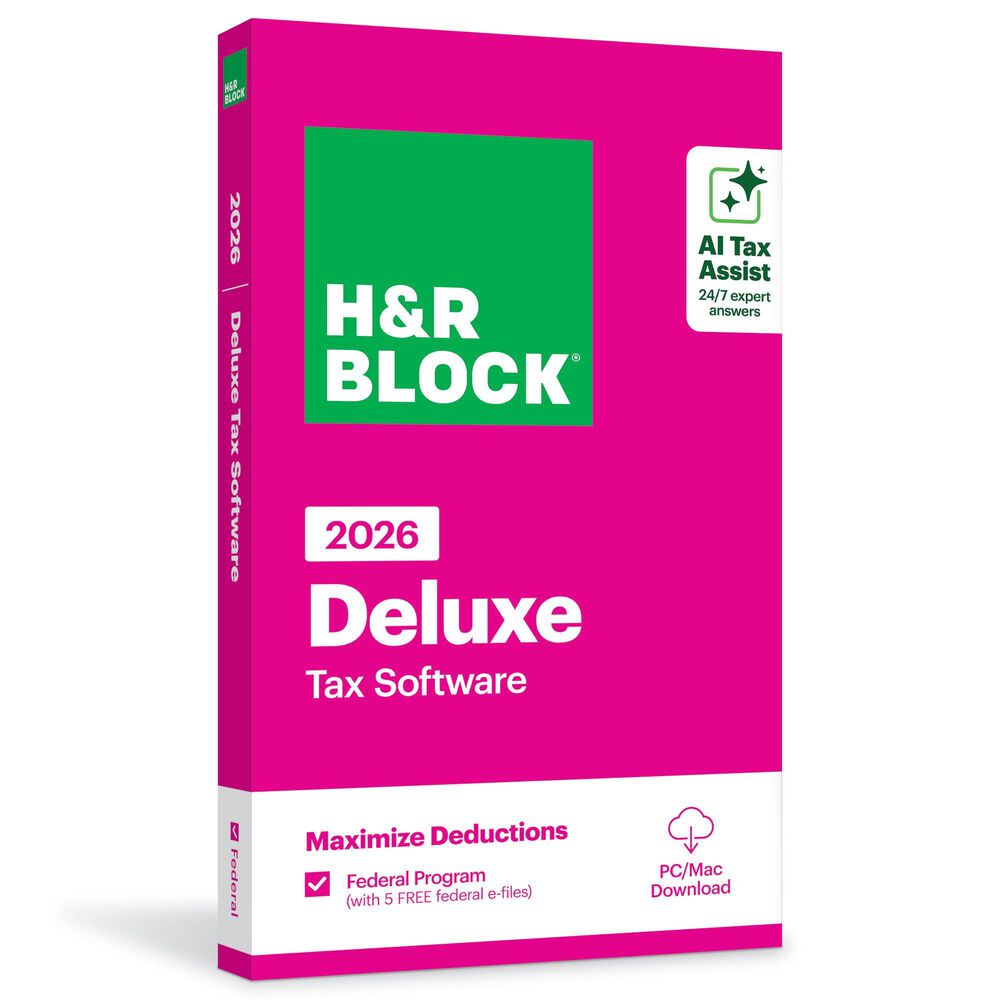 H&R Block Deluxe 2026 Tax Software for PC and MAC, , large