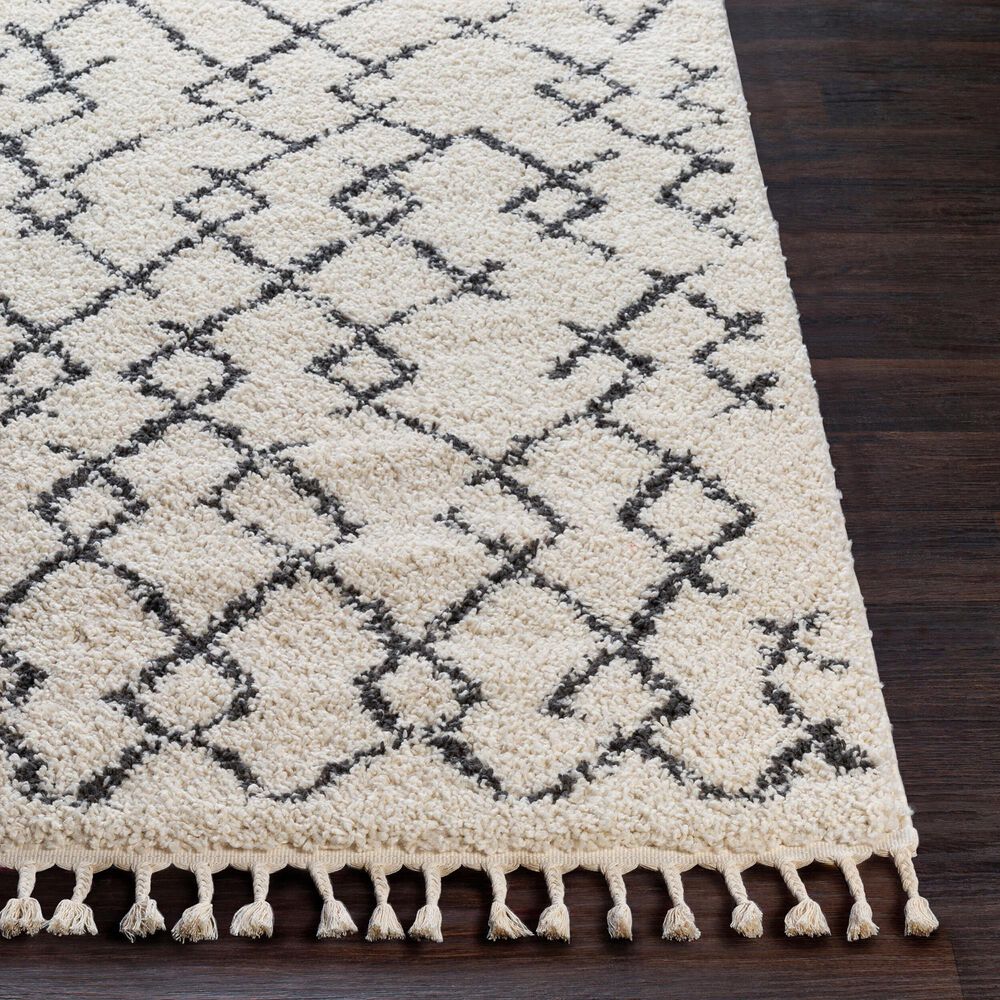 Surya Berber Shag BBE2301 2&#39;7&quot; x 7&#39;3&quot; Charcoal and Light Beige Runner, , large
