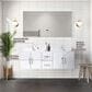 Lexora Home Geneva 60" Double Bathroom Vanity in Glossy White with 2 cm White Carrara Marble Top and Rectangular Sinks, , large