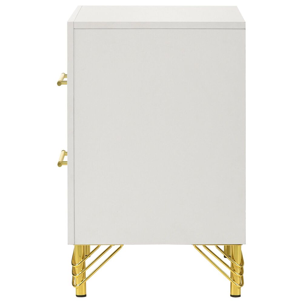 Pacific Landing Lucia 2-Drawer Nightstand in Bright White and Gold, , large