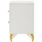 Pacific Landing Lucia 2-Drawer Nightstand in Bright White and Gold, , large