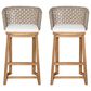 Hearth and Haven Outdoor Bar Stool with Woven Wicker Back and Cushion in Beige (Set of 2), , large