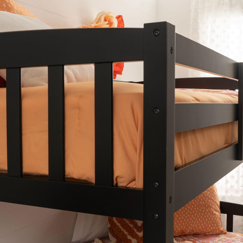 Linon Home Decor Perryton Twin Over Twin Bunk Bed in Sleek Black, , large