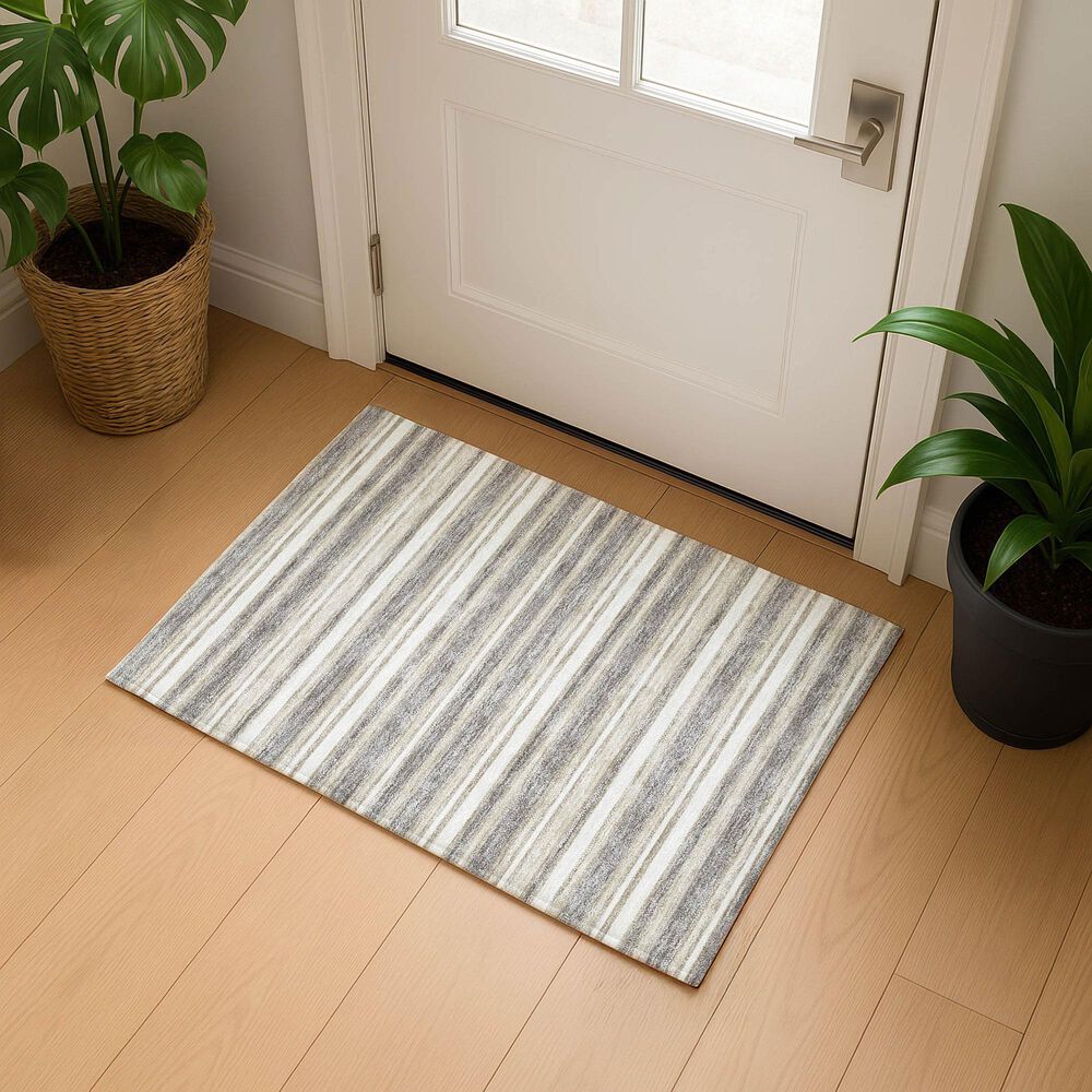 Dalyn Rug Company Soft Essentials Striped Taupe 1'8" x 2'6" Indoor/Outdoor Area Rug, , large