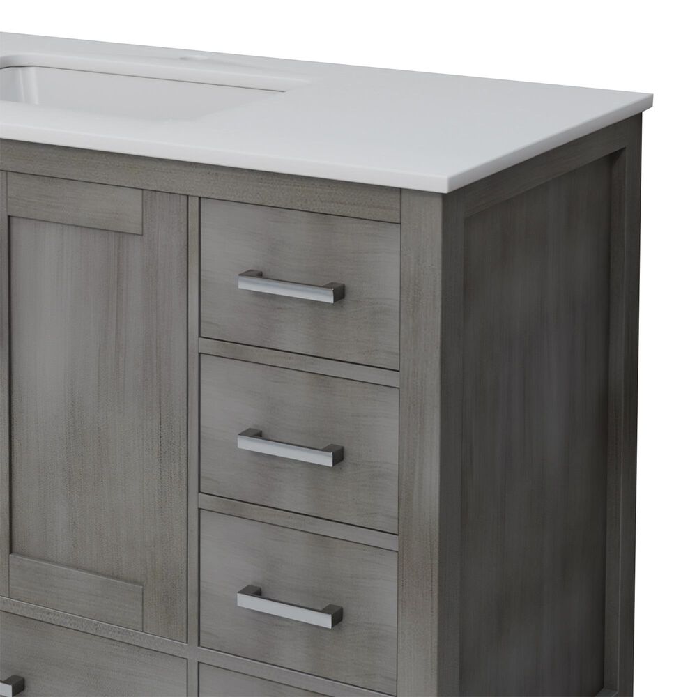 Lexora Home Jacques 48" Single Bathroom Vanity in Distressed Grey with 2 cm White Cultured Marble Top and Rectangular Sink, , large