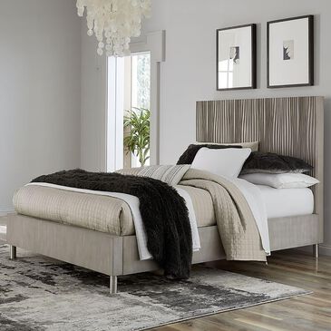 Urban Home Argento King Platform Bed in Misty Grey and Stainless Steel, , large
