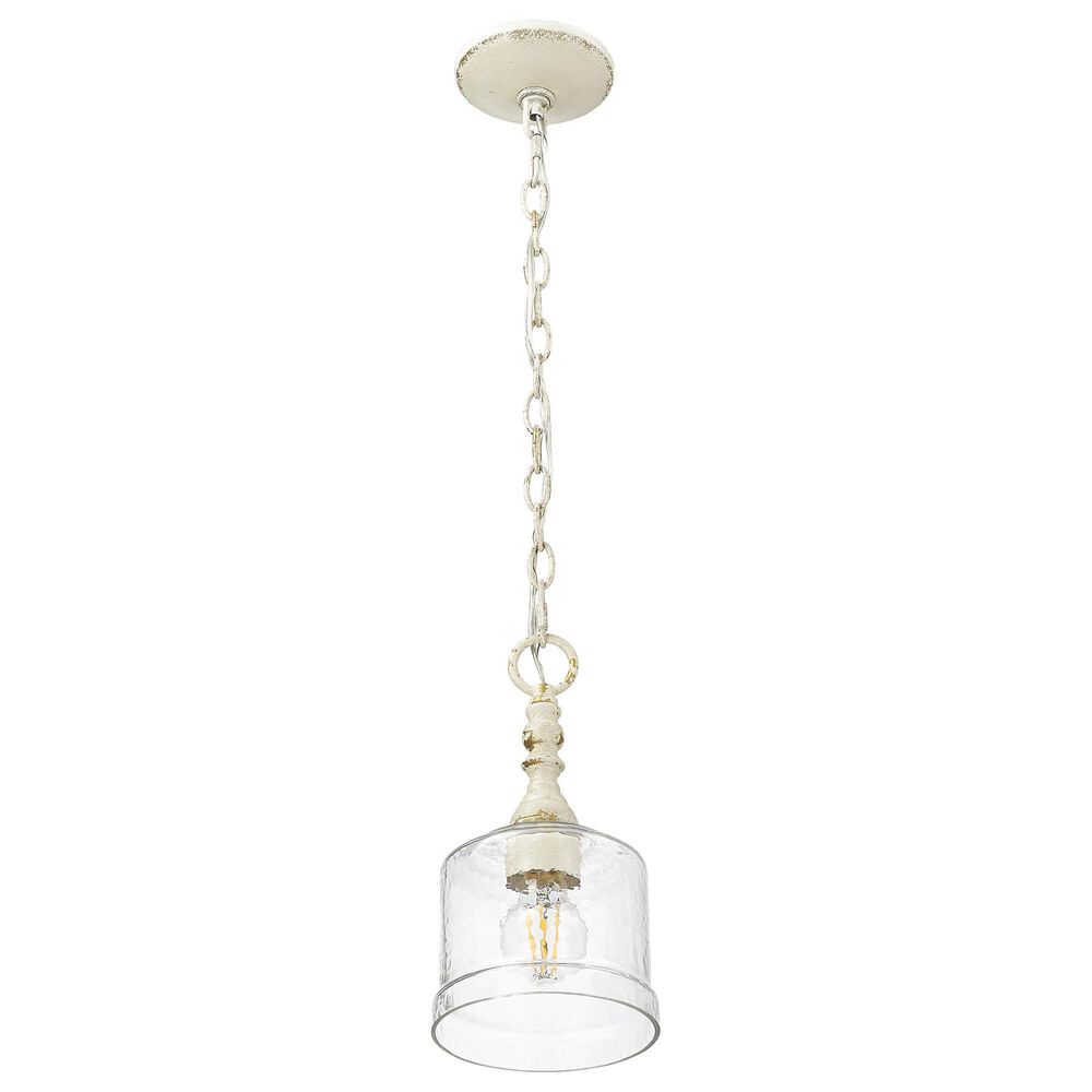 Golden Lighting Keating 1-Light Pendant with Hammered Water Shade in Antique Ivory, , large