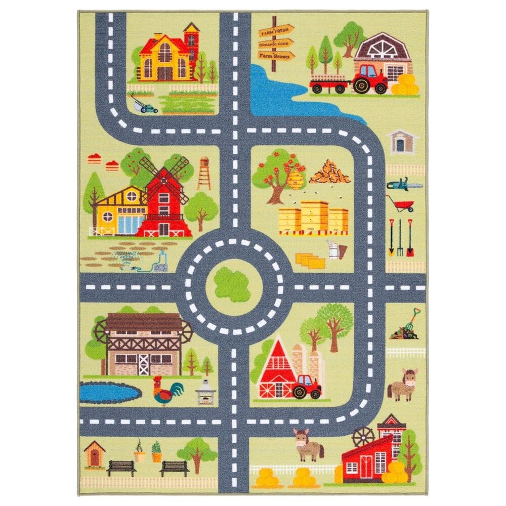 Safavieh Kids Playhouse 4"4" x 6" Light Green and Dark Grey Rug, , large