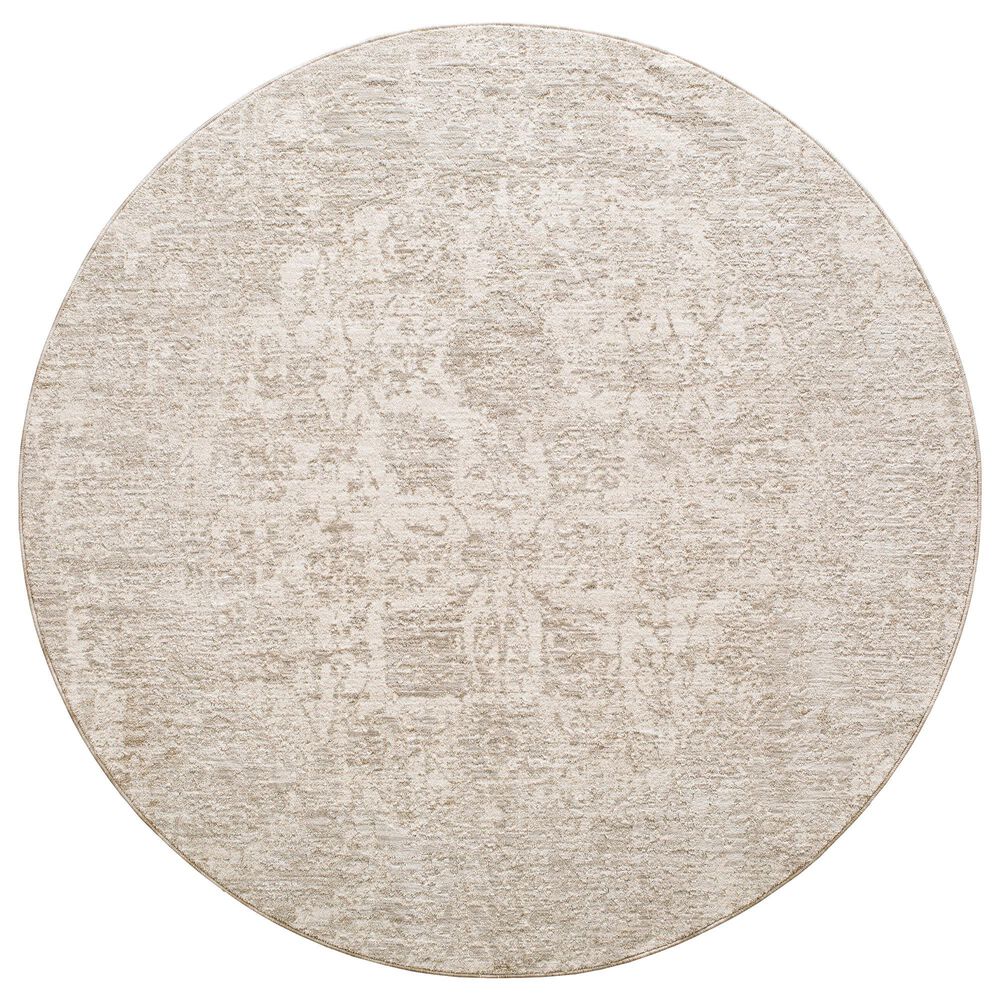 Surya Masterpiece Cream, Medium Gray and Light Gray 6"7" Round Area Rug, , large