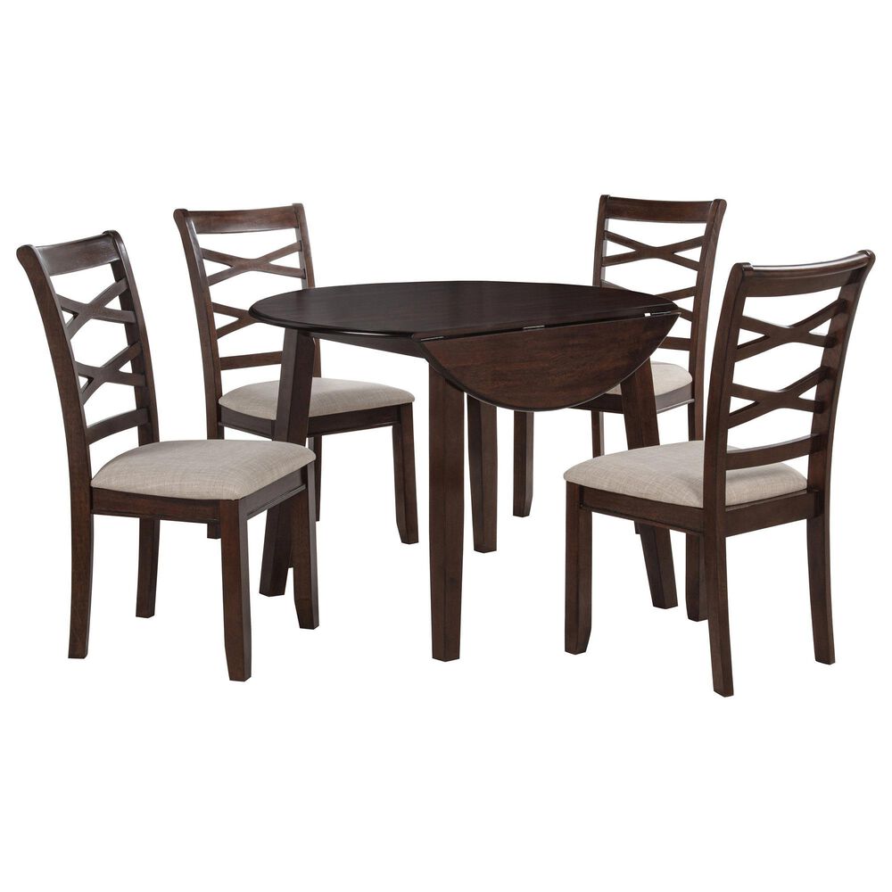 Coaster Barton 5-Piece Round Dining Set in Dark Brown, , large
