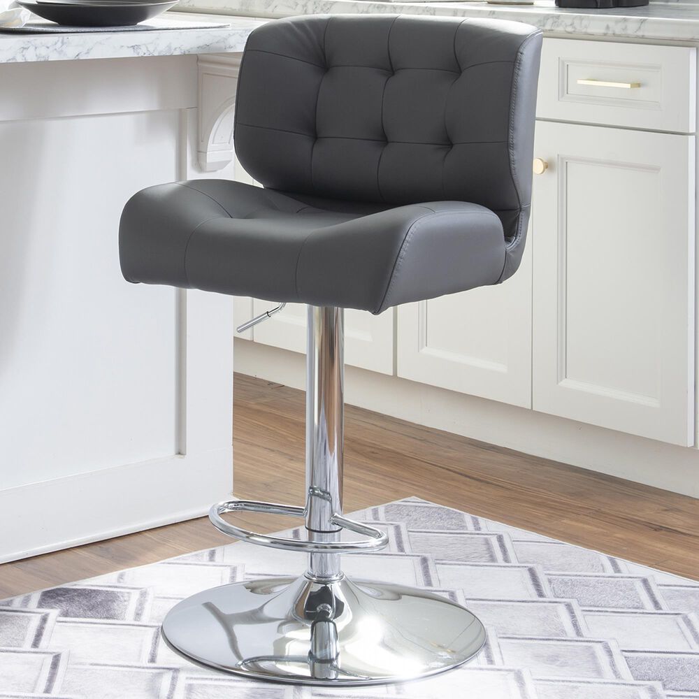 Linon Home Decor Bohen Swivel Bar Stool in Polished Chrome, , large