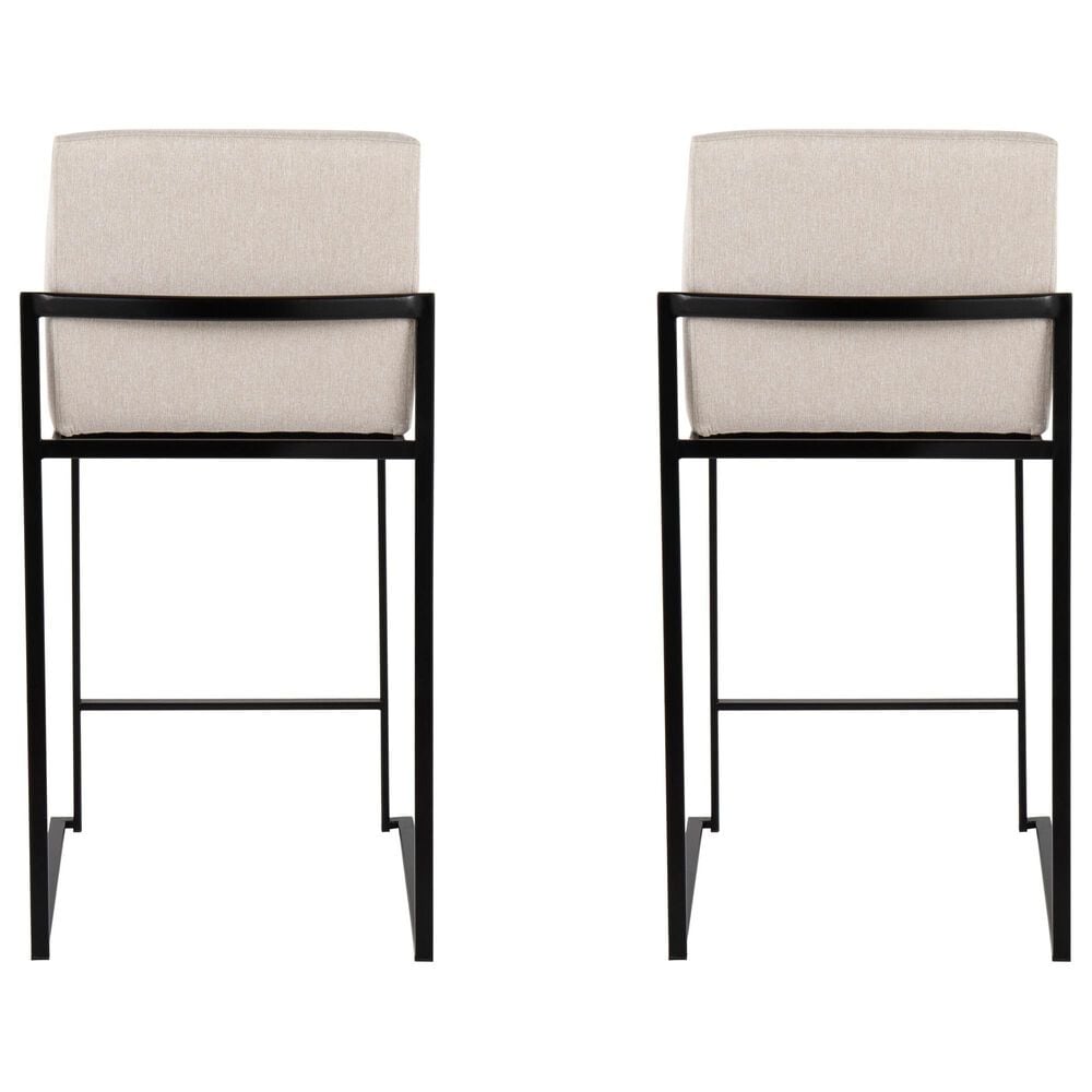 Lumisource Fuji High Back Counter Stool with Beige Fabric Cushion in Black &#40;Set of 2&#41;, , large