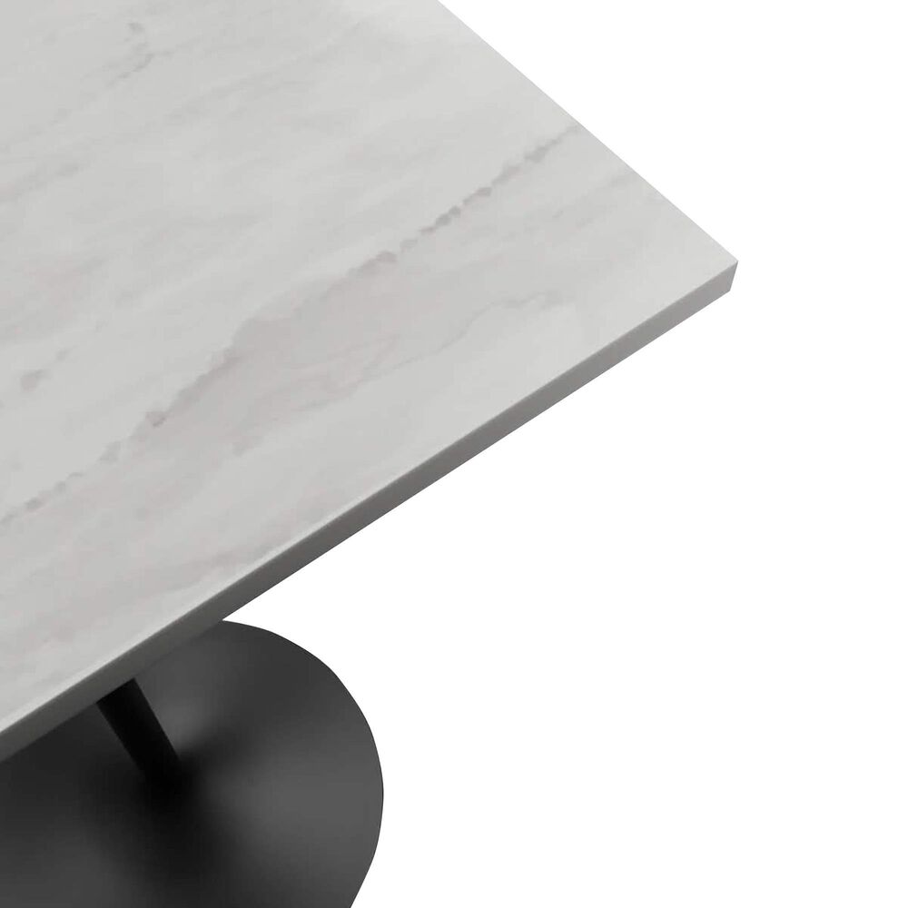 Leisuremod LeisureMod Verve Collection Modern Bar Height Table Black Base with 36 Square Marbleized White Laminated  Top, , large