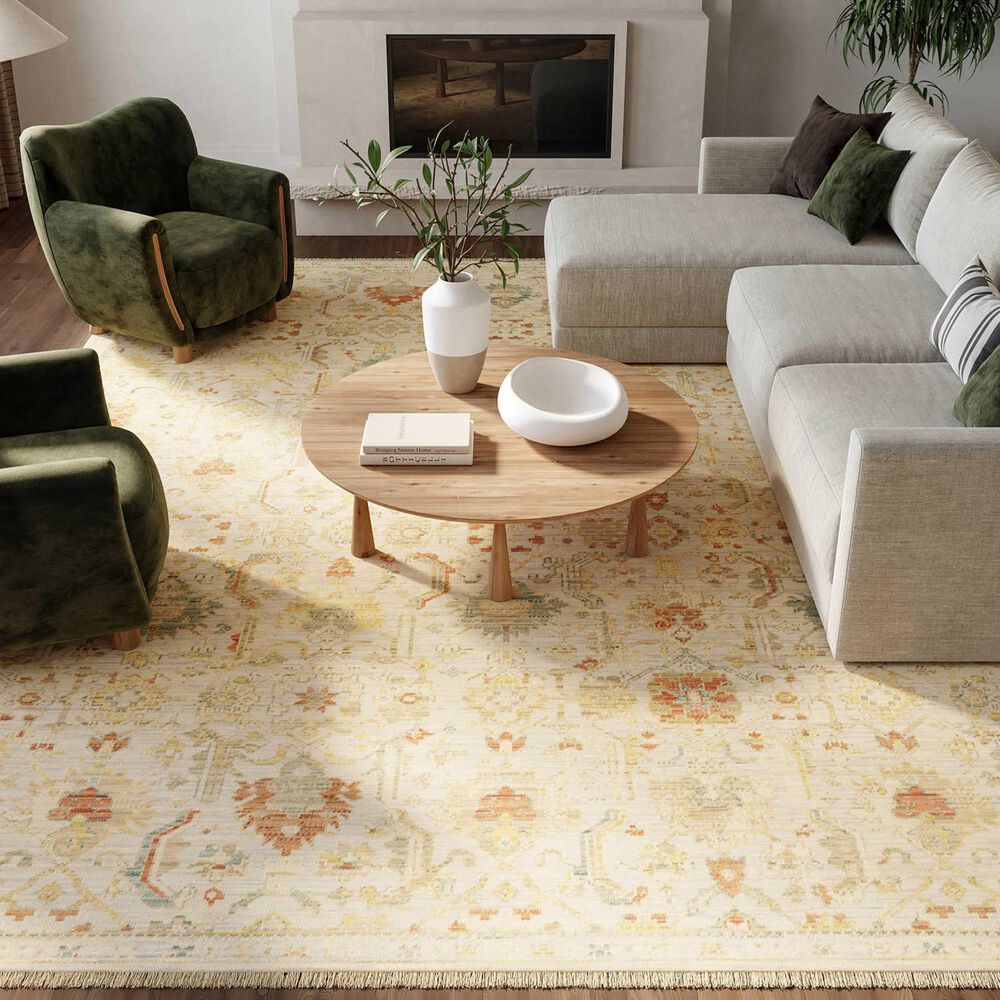 Nourison Antique Bloom Taupe and Multicolor 5'6" x 8'6" Area Rug, , large