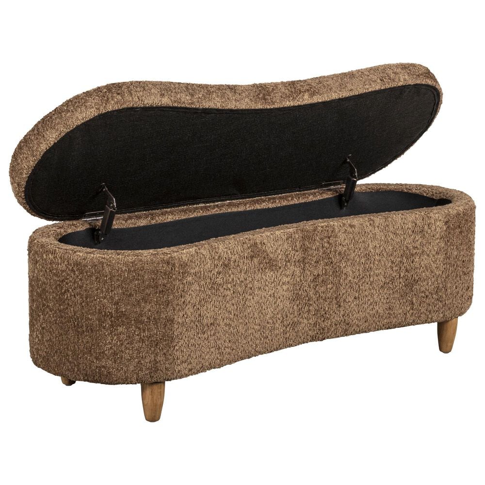 Hampton Park Bailey Boucle Flip Top Storage Bench in Chocolate, , large