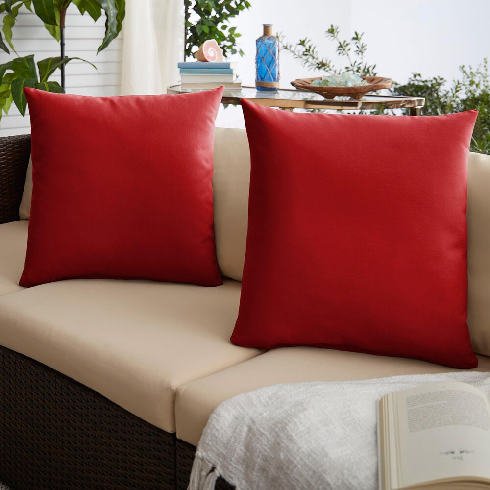 Sorra Home Sunbrella 18" Pillow in Canvas Jockey Red (Set of 2), , large