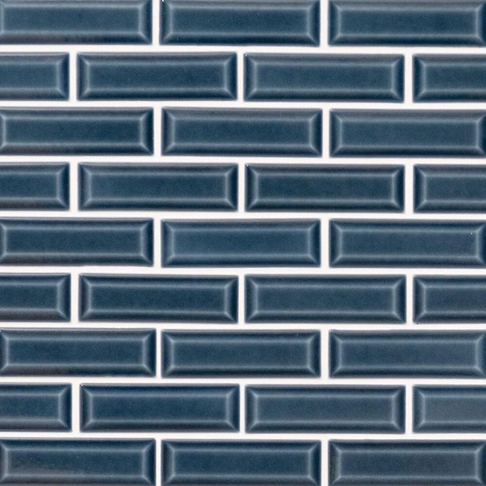 MS International Highland Park Bay Blue 2" x 6" Beveled Ceramic Tile, , large