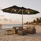 HOMLUX 2-Piece 14.5 ft Patio Umbrella and All-weather Square Rattan Coffee Table Outdoor Set in Dark Gray, , large
