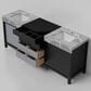 Lexora Home Zilara 84" Double Bathroom Vanity in Black and Grey with 11 cm Castle Grey Marble Top and Rectangular Sinks, , large