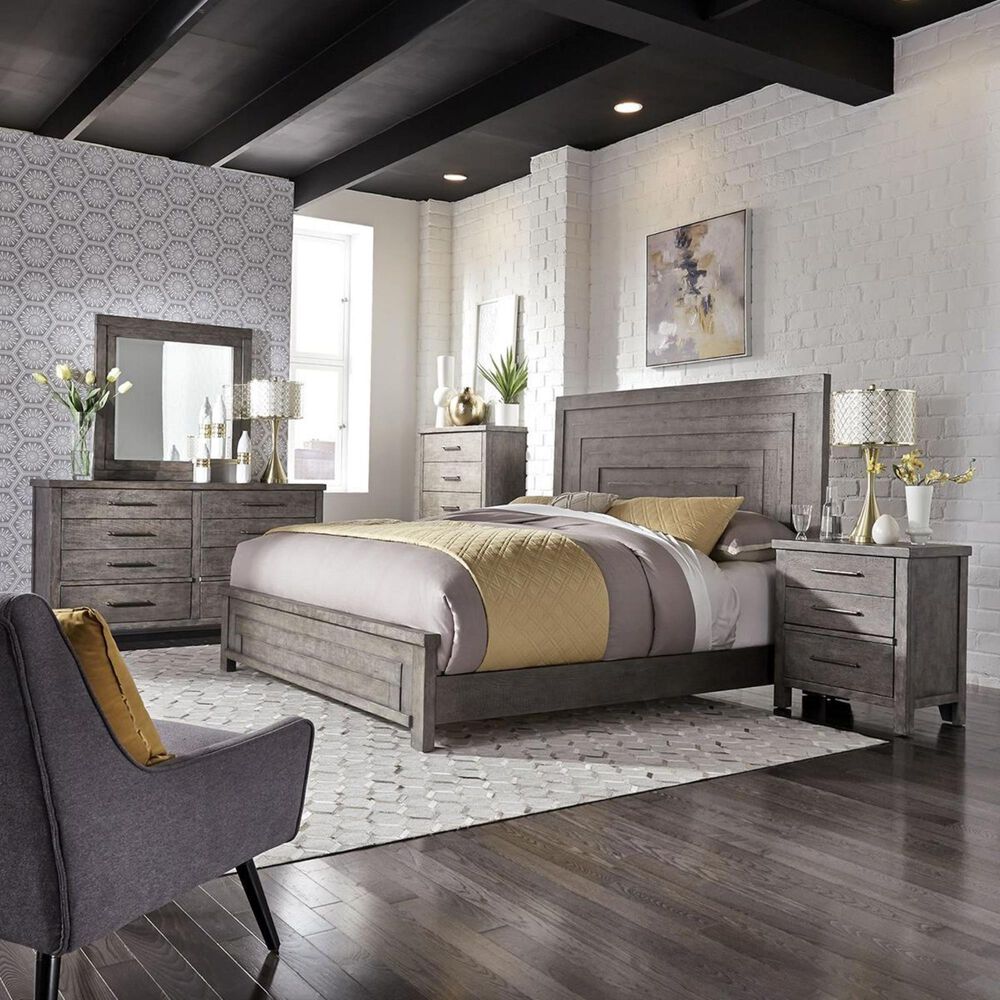 Belle Furnishings Modern Farmhouse 3 Drawer Nightstand in Dusty Charcoal, , large