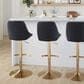LumiSource Diana Adjustable Barstool with Black Faux Leather Upholstery in Gold (Set of 2), , large