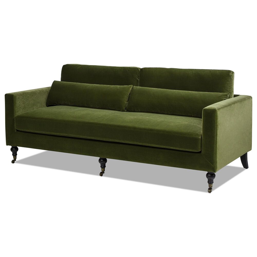 Jennifer Taylor Home Elliot Stationary Sofa in Olive Green Velvet, , large