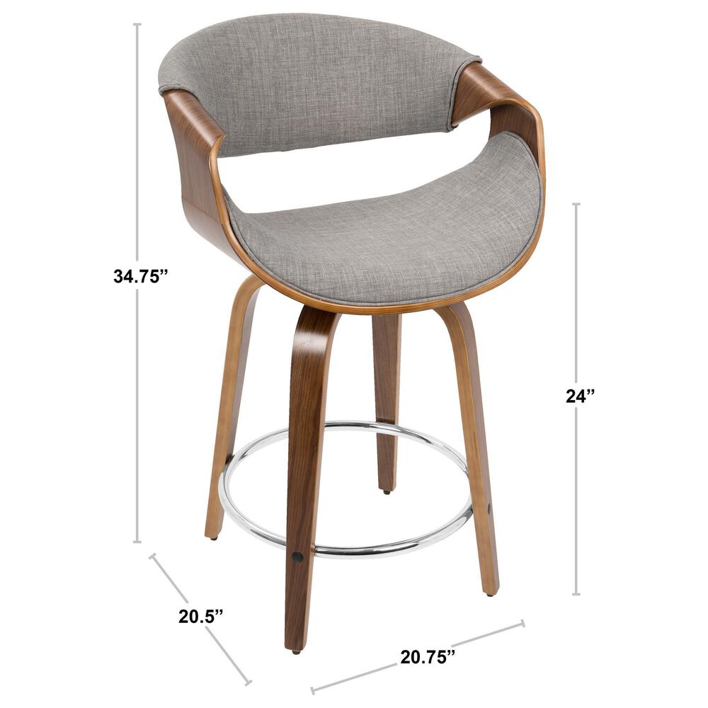 Lumisource Curvo Swivel Counter Stool in Light Grey &#40;Set of 2&#41;, , large