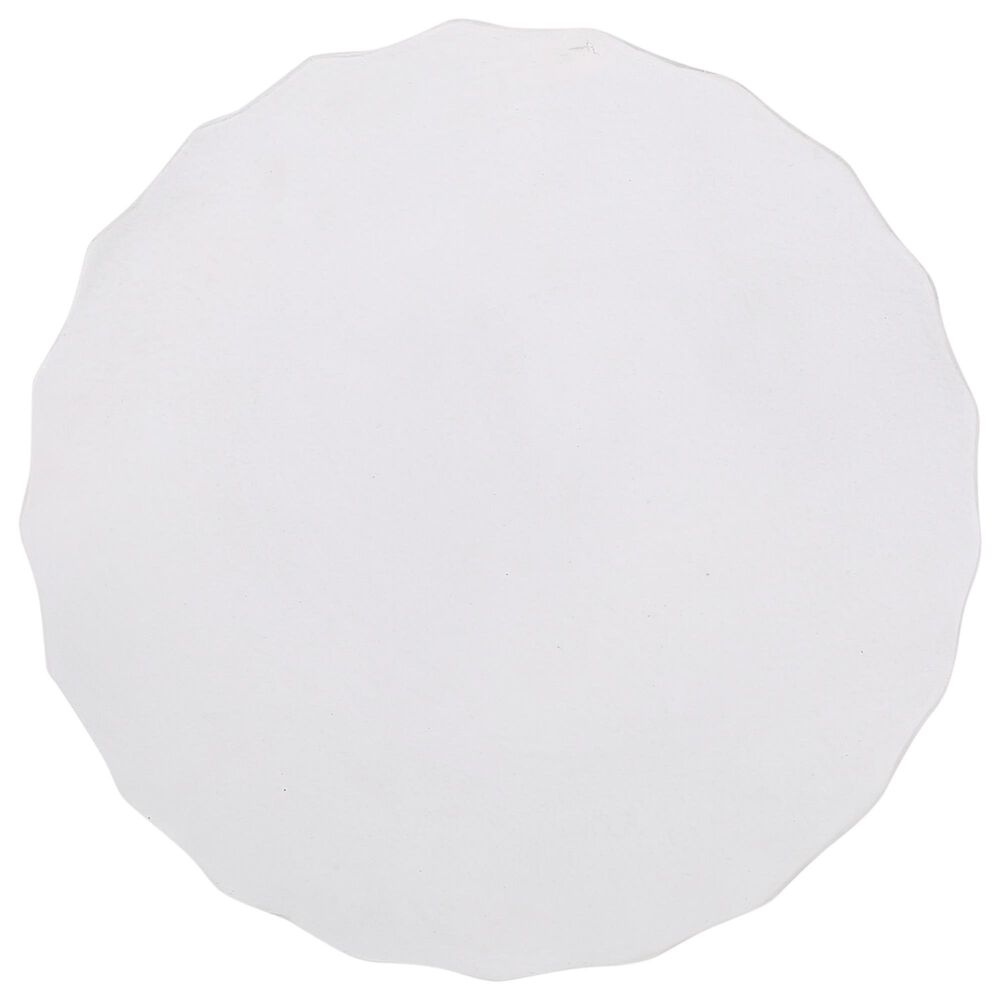 Hearth and Haven Outdoor Round End Table with Inverted Scallop Edge in Antique White, , large