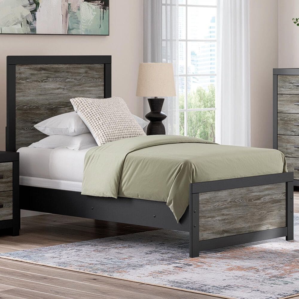 Ashley Broachmyn Twin Panel Bed in Black and Gray , , large