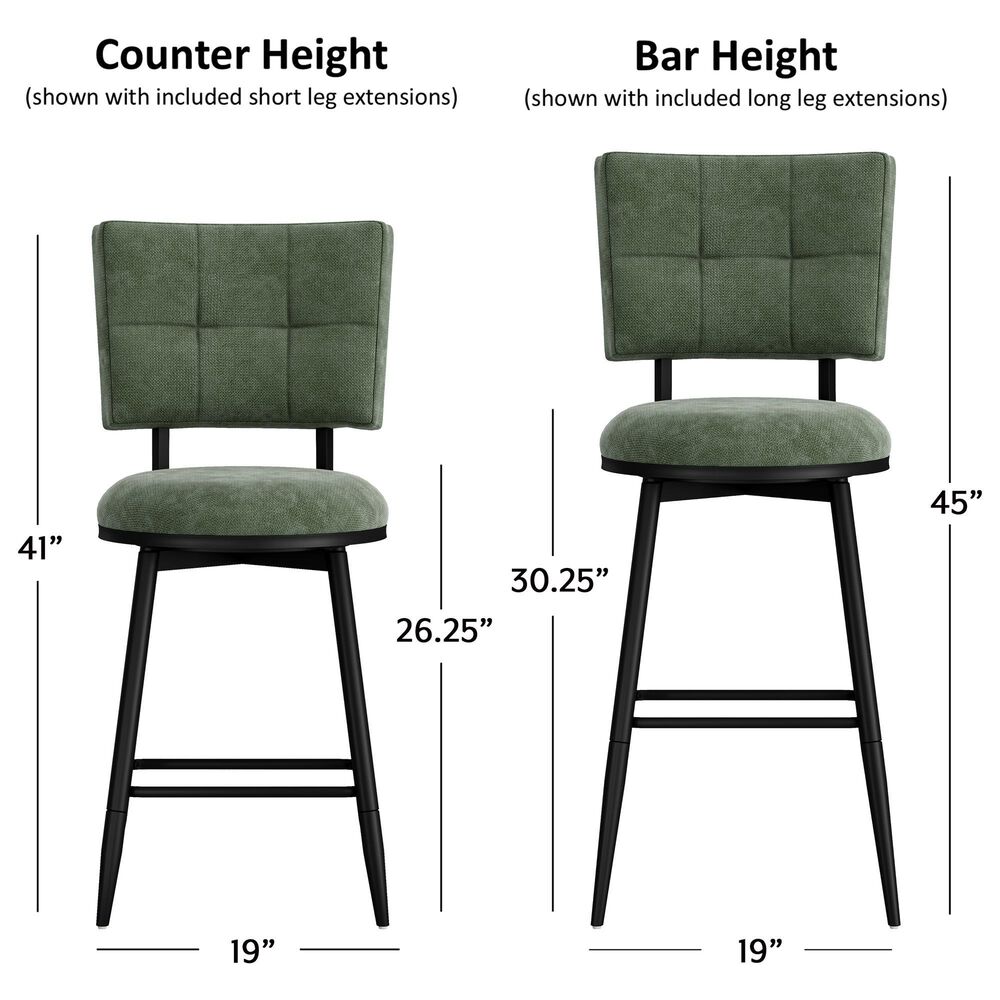 Richlands Furniture Beau Adjustable Swivel Stool with Green Upholstery in Black, , large