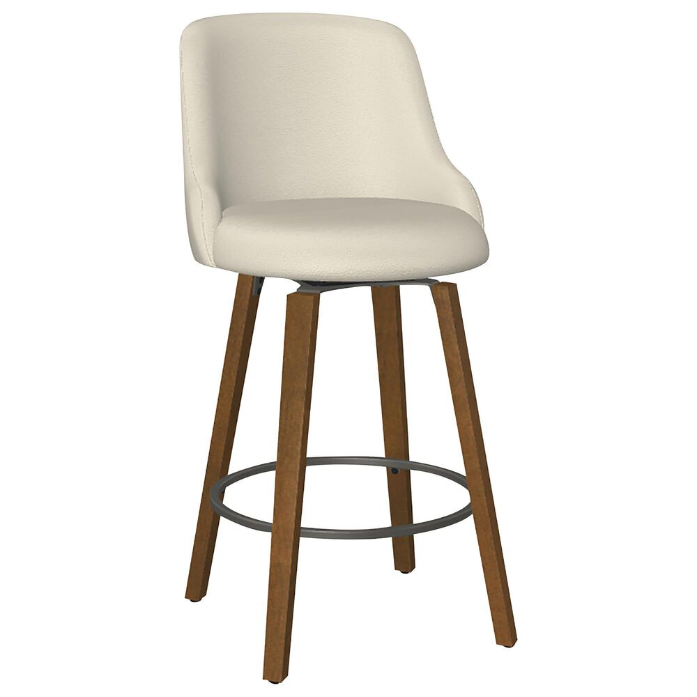 Amisco Diaz Swivel Barstool with KX Broadwalk Cushion in Metallo and Tiramisu, , large